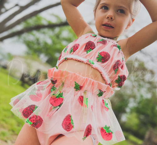 Strawberry Crop Top W/Ties