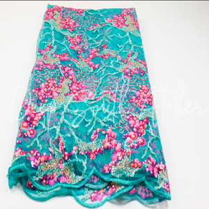 Turquoise Blossom Maxi Skirt