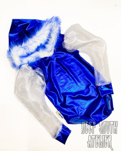Blue Xmas Gigot Sleeve Leo